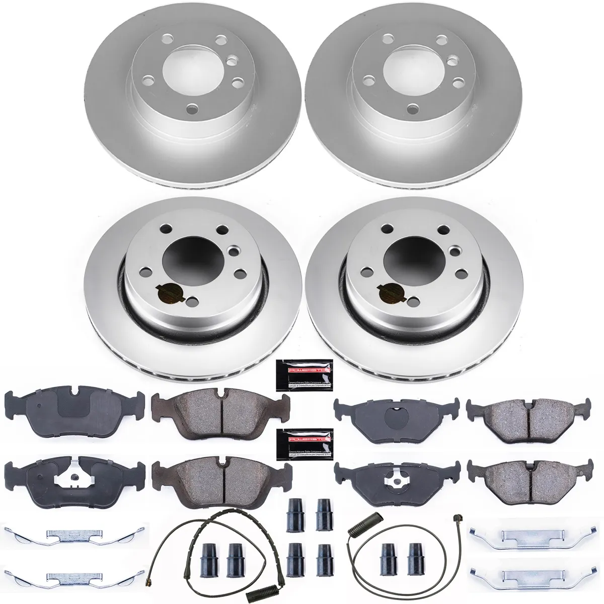 Z23 Sport Geomet Coated Rotor Kit For European Vehicles: Genuine Geomet Fully Coated Rotors; Carbon-Fiber Ceramic Pads W/Hardware; Pad Sensors product image