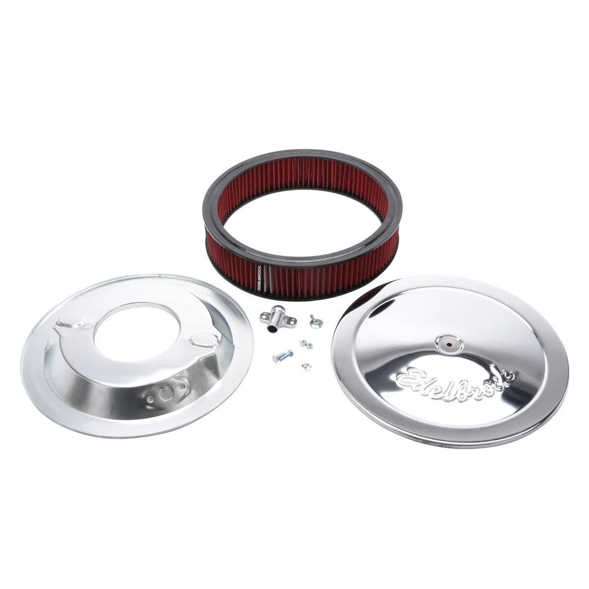 Air Cleaner, Pro-Flo Series, Round, 14 In. Diameter, Cloth Element, 3/8" Dropped Base, Chrome product image