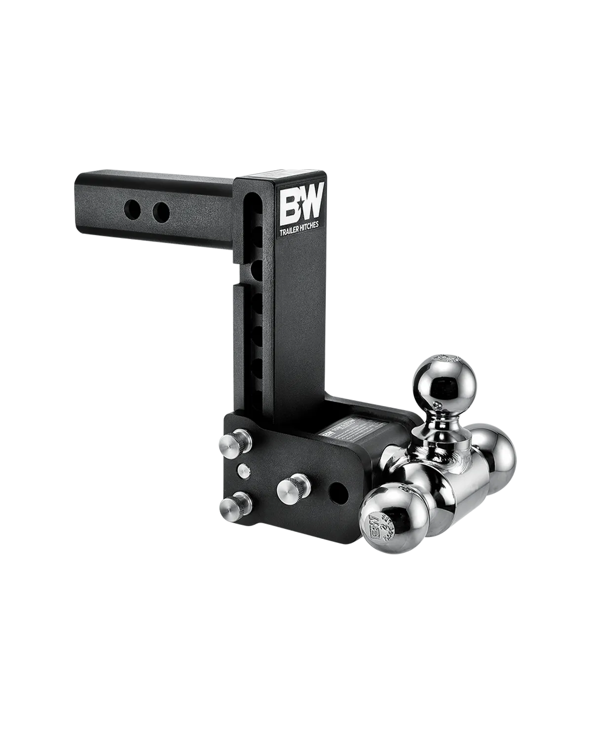 B&W Trailer Hitches B&W Hitches Tow & Stow 2in Tri-Ball Receiver Hitch, Black, 7in Drop-7.5in Rise