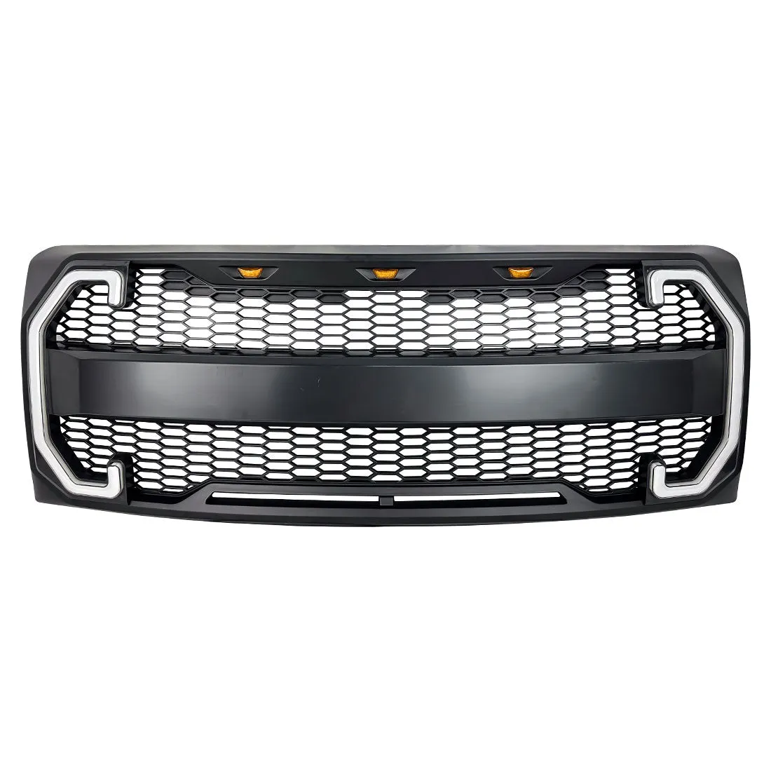 Raptor Style Mesh Grille W/ DRL & Turn Signal Lights - Matte Black For 2009-2014 Ford F150 product image