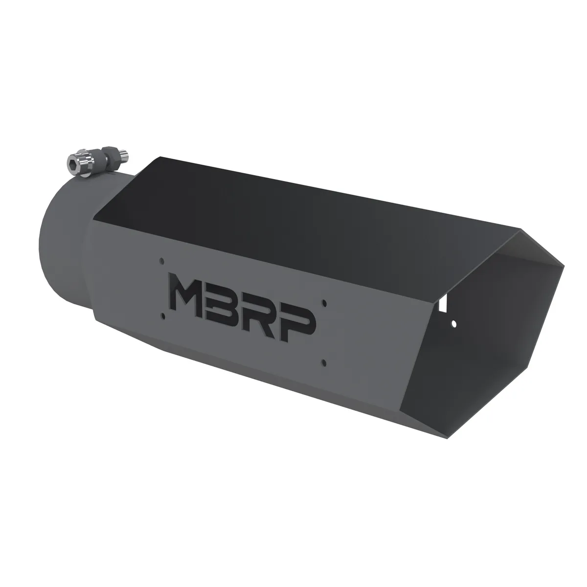 Armor BLK Exhaust Tip; 4 in. Inlet Diameter; 5 in. Outlet Diameter; 16 in. Length; w/o Logo Plate; Stainless Steel; Black Coated; product image