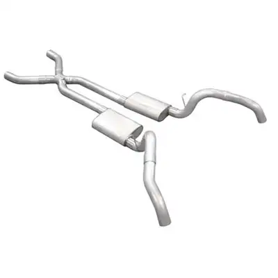 Pypes Performance exhaust Crossmember Back w/X-Pipe Exhaust System 67-69 Split Rear Dual Exit 2.5 in Intermediate Pipe And Tailpipe Street Pro Mufflers/Hardware Incl Tip Not Incl Pypes Exhaust