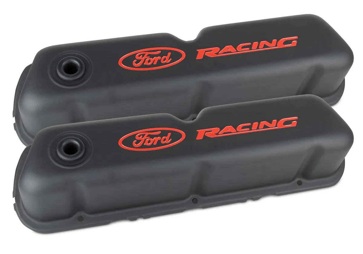 Engine Dress-Up Kit Black Crinkle w/ Red Ford Racing Logo Fits SB Ford Engines Stock Powdercoat Ford Racing product image