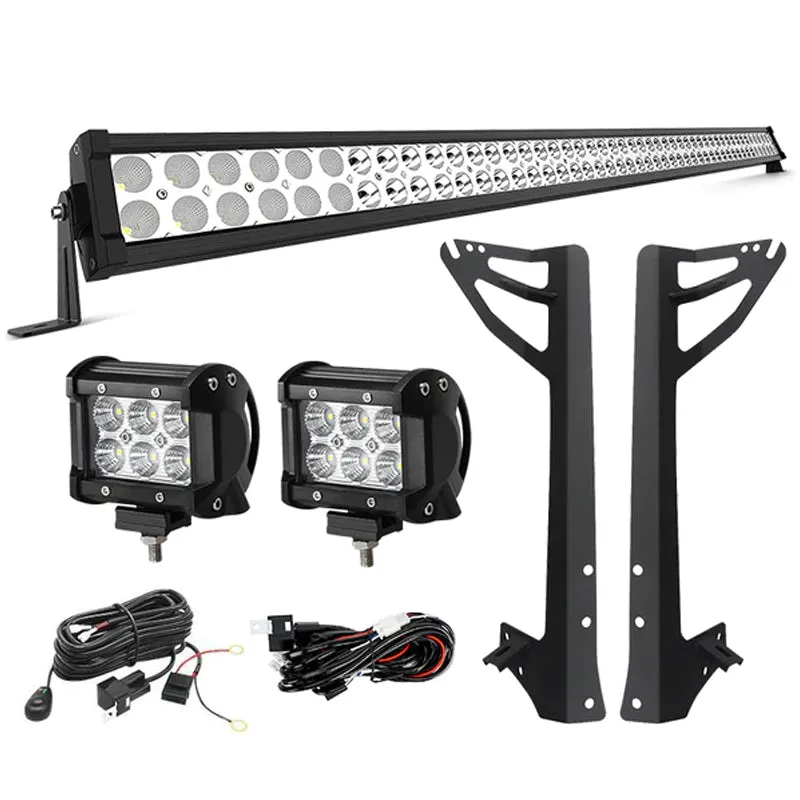 "52"" Light Bar & 2 Pods work lights & All Brackets Kit for 2007-2018 Jeep Wrangler JK" product image