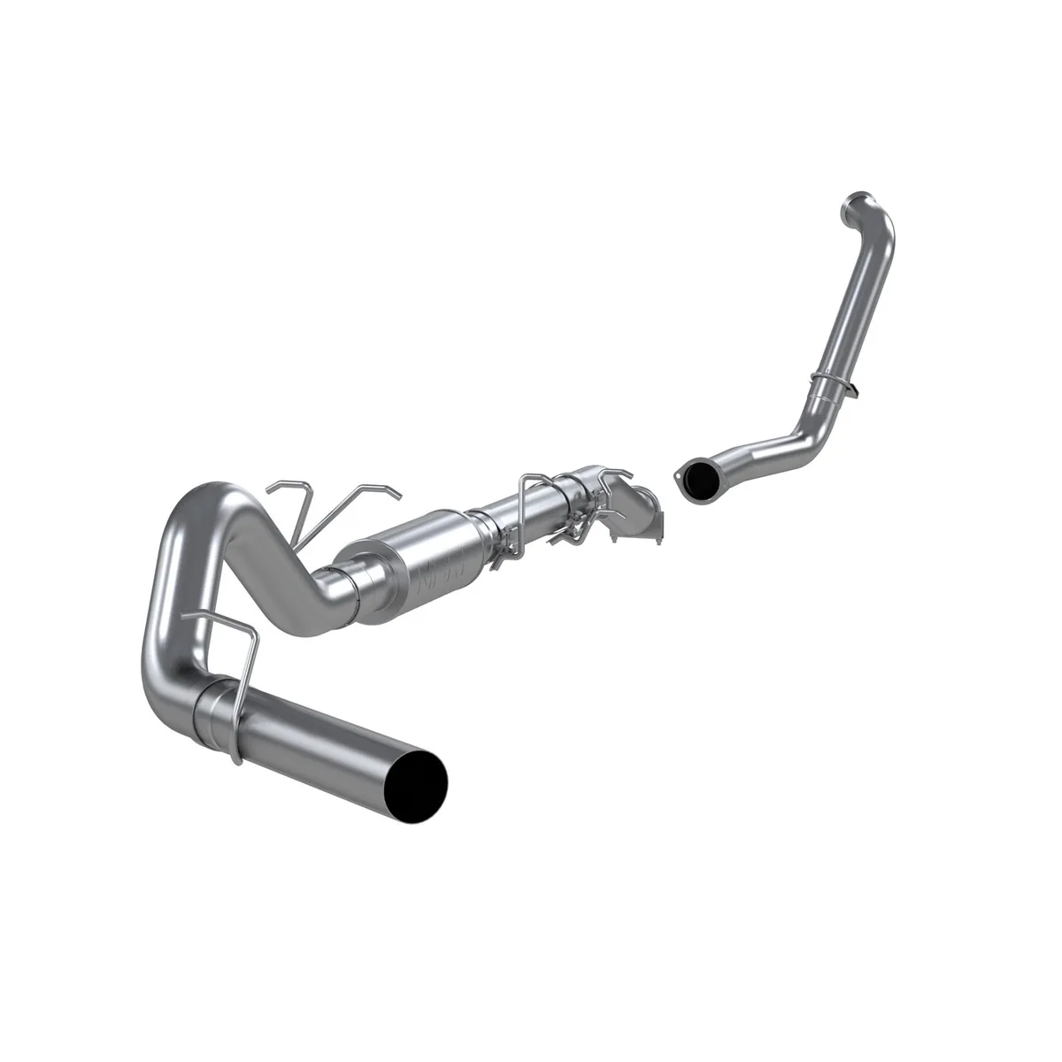 Armor Lite Turbo Back Exhaust System; 4 in.; Incl. 3.5 in. Turbo Down Pipe/Mid Pipe/Ext. Pipe/Muffler/Over Axle Pipe/Tailpipe/Hardware; No Tip Incl.; Single Side Exit; Aluminized; product image