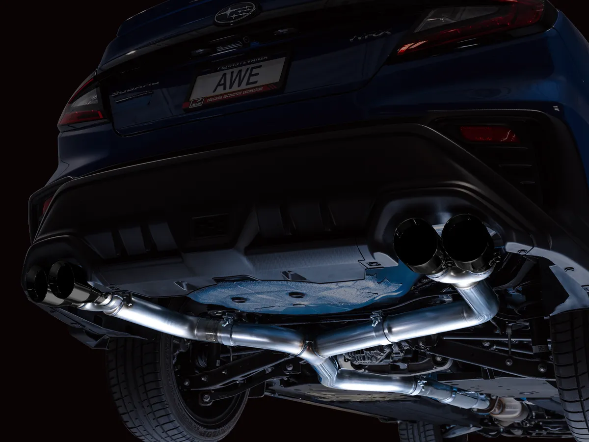 AWE Track Edition Axleback Exhaust for VB Subaru WRX - Diamond Black Tips 3020-43424 product image