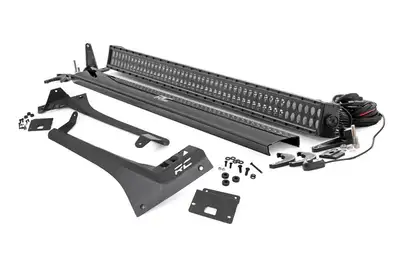 Rough Country Rough Country Upper Windshield Kit w/ Dual-Row Black Series LED Light Bar - JT/JL