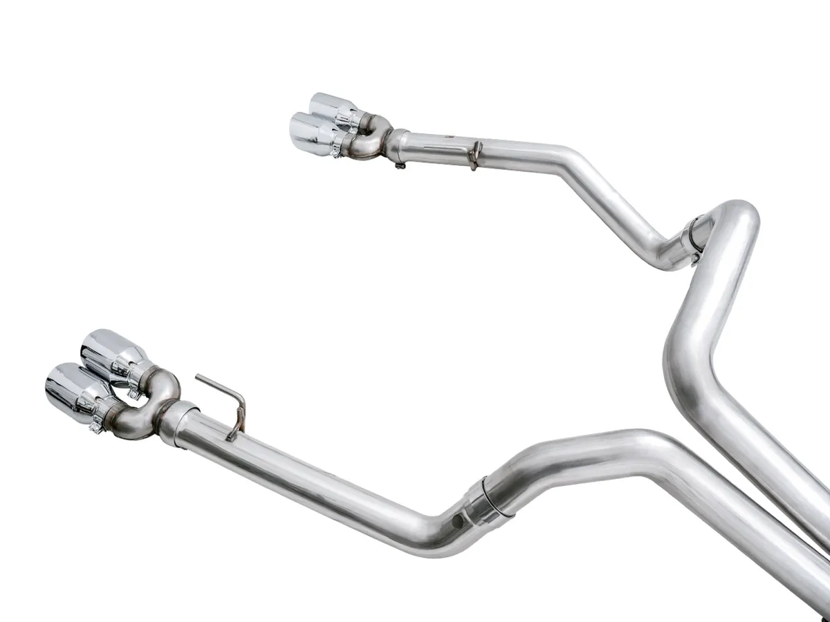 AWE 0FG Catback Split Rear Exit Exhaust for 4th Gen Silverado/Sierra 1500 6.2L (with bumper cutouts) - Quad Chrome Silver Tips product image