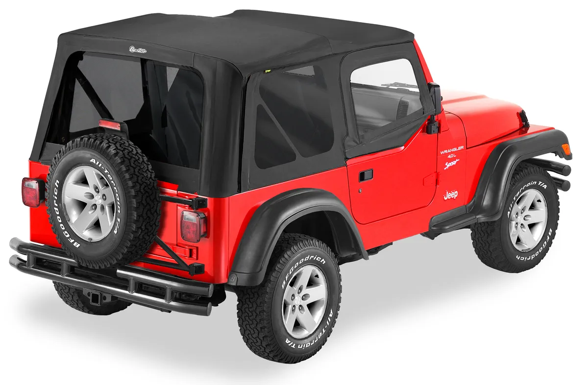 Bestop Black Denim Replace-A-Top Replace-A-Top Fabric-Only Soft Top Jeep 97-02 Wrangler; Includes Door Skins; Tinted Side And Rear Windows