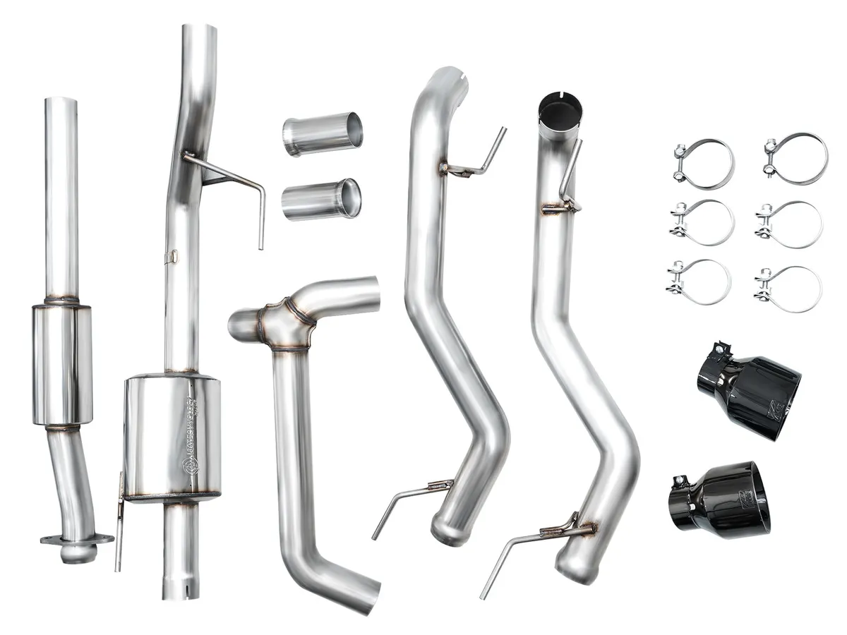 AWE 0FG Resonated Catback for 21 Ford F-150 Tremor (With Bumper Cutouts) - Chrome Silver Tips 3015-32402 product image