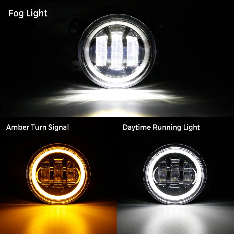 4-in-1 Controlled 7'' LED Halo Headlights and 4'' Cree LED Halo Fog Lights with Turn Signals for Jeep Wrangler JK product image
