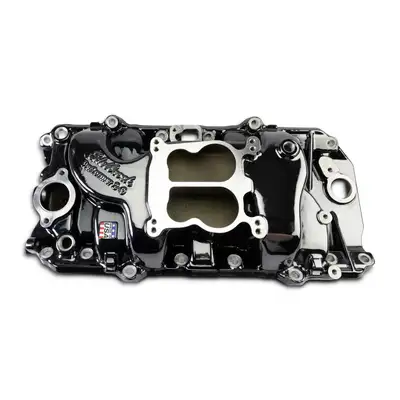 Edelbrock Edelbrock 2161-BP Performer 2-O Manifold for 1965-90 B/B Chevy Oval Port Heads, Black Plasma