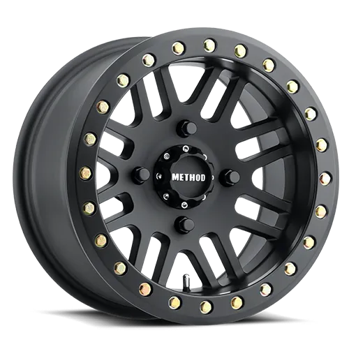 Aluminum Wheels 15x10 MR406 Beadlock UTV Bolt Pattern 4 On 136 Offset 0 Lip Size 3.11 Matte Black MB Method product image