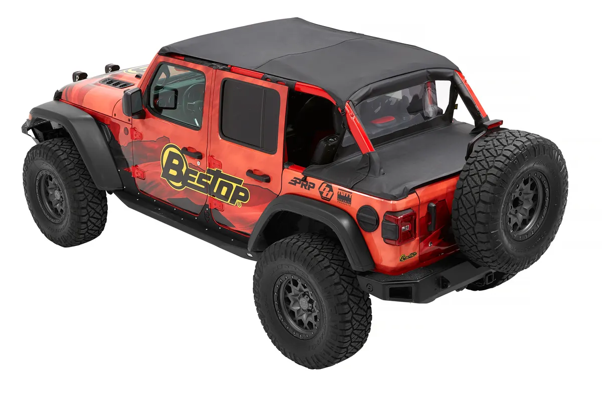 Jeep Bikini Top Header Safari Bikini Tops For Jeep 2018-2023 Wrangler JL 4 Door Black Diamond Fabric Bestop product image
