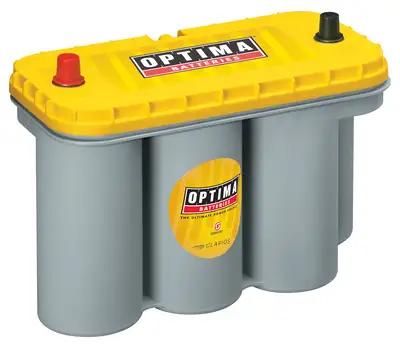 OPTIMA YellowTop® Deep Cycle Battery; UNBOXED; Grp. D31A;Cold Crank Amps 900;Crank Amps 1125;Res. Cap. 155;Ampere Hour 75;Automotive Terminal;L-12 13/16 in.;W-6.5 in.;H-9 3/8 in.;