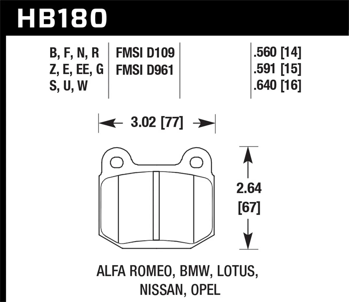 Performance Ceramic Disc Brake Pad; 0.560 Thickness; product image