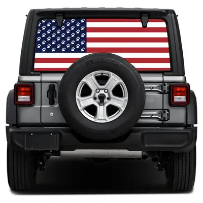 Under The Sun Inserts Paws Old Glory Rear Window Decal