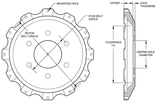 Wilwood Brakes Wilwood HAT12x10.75 BC6x5.32 MT1.11 OFFSET