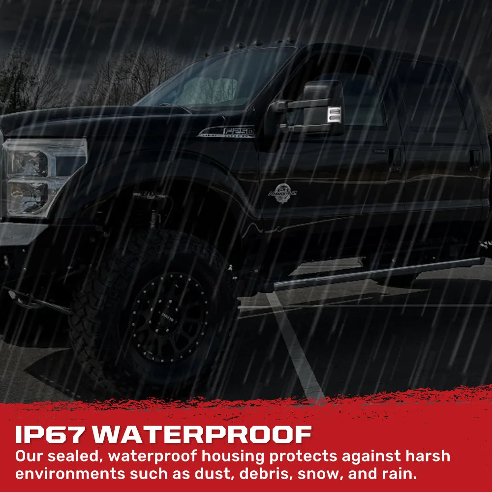 Ford 08-16 F250f350 Superduty Side Mirror Lenses 2-Piece Set w Ultra High-Power Amber Oled Running Lights Ultra High-Power Amber Scanning Oled Turn Signals - Smoked Lens product image