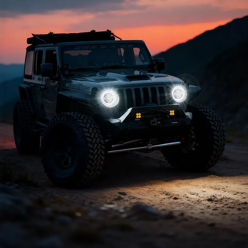 Best Seller Jeep Wrangler LED Headlights with Halo DRL & Turn Signals for 1997–2018 JK CJ TJ product image
