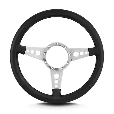 Lokar Lecarra Trans Am Steering Wheel; Black; Polished Spokes; 14 in. Standard Grip;