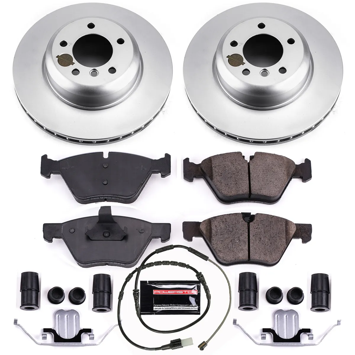 Z23 Sport Geomet Coated Rotor Kit For European Vehicles: Genuine Geomet Fully Coated Rotors; Carbon-Fiber Ceramic Pads W/Hardware; Pad Sensors product image