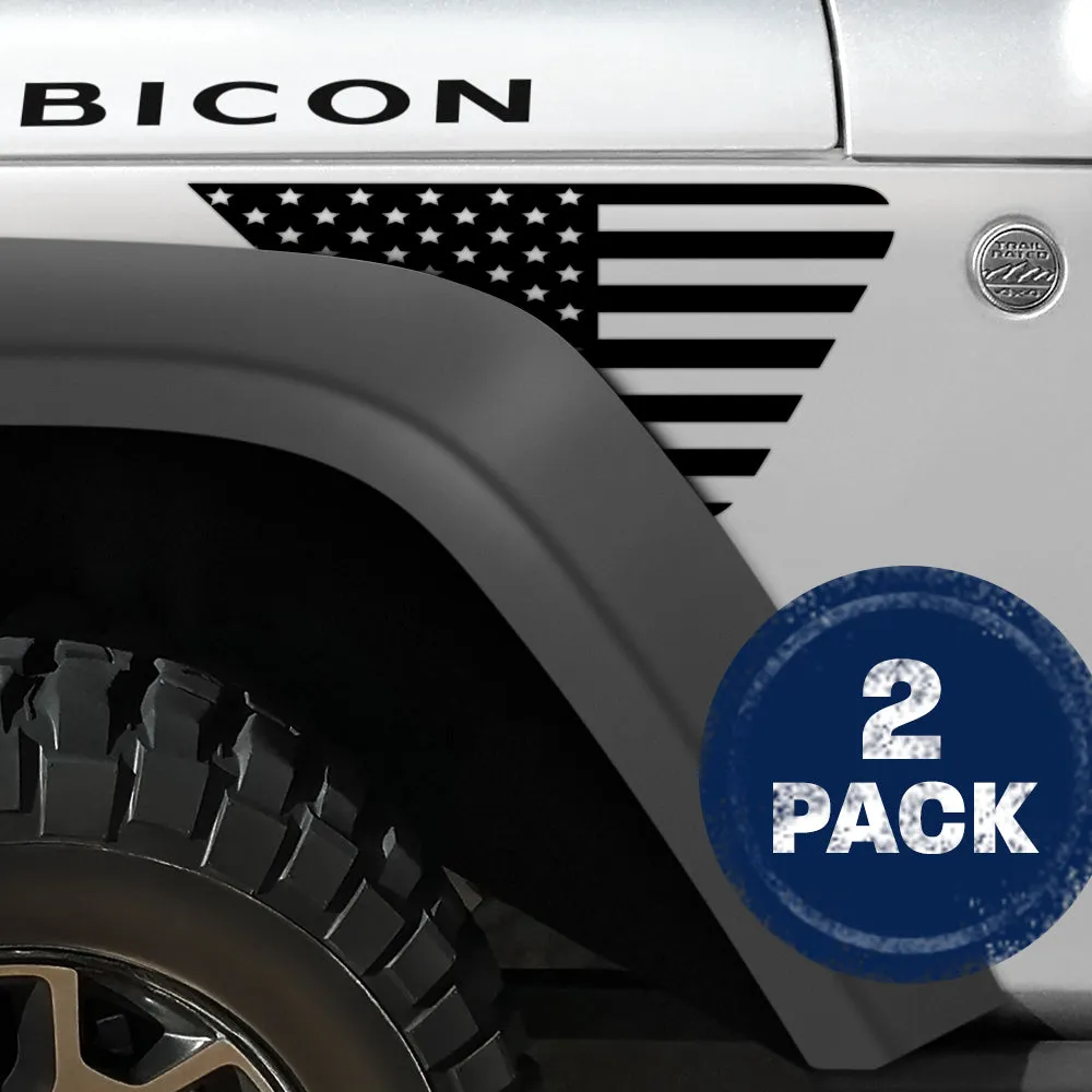 Black & Clear Vinyl American Flag 2pc Vinyl Fender Decal product image
