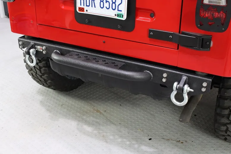8706 Wrangler Piranha Rear Bumper With Step And Drings Black Textured 2stage Powder Coat Steel product image