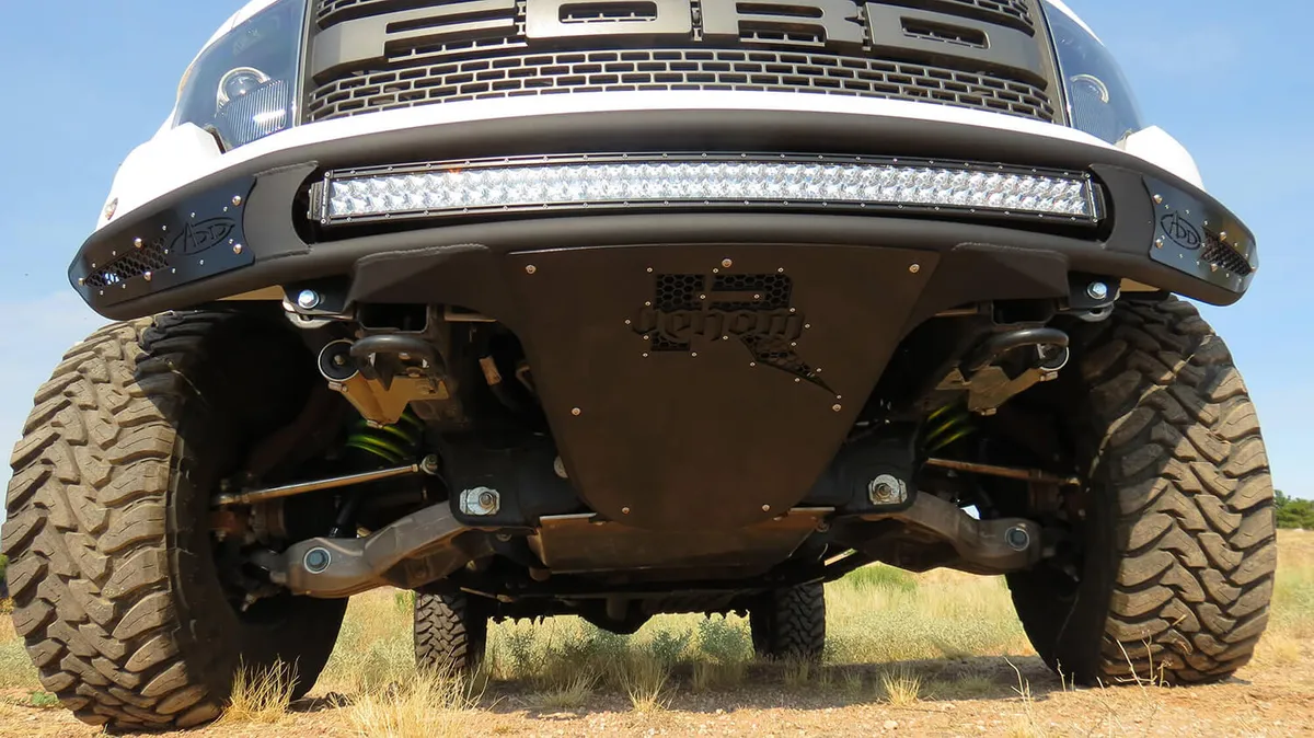 2010-2014 Raptor Venom R Front Bumper with 10 Dually mountsuniversal plate on top and 6 SR Mounts in Sides in Hammer Black with Satin Black Panels product image
