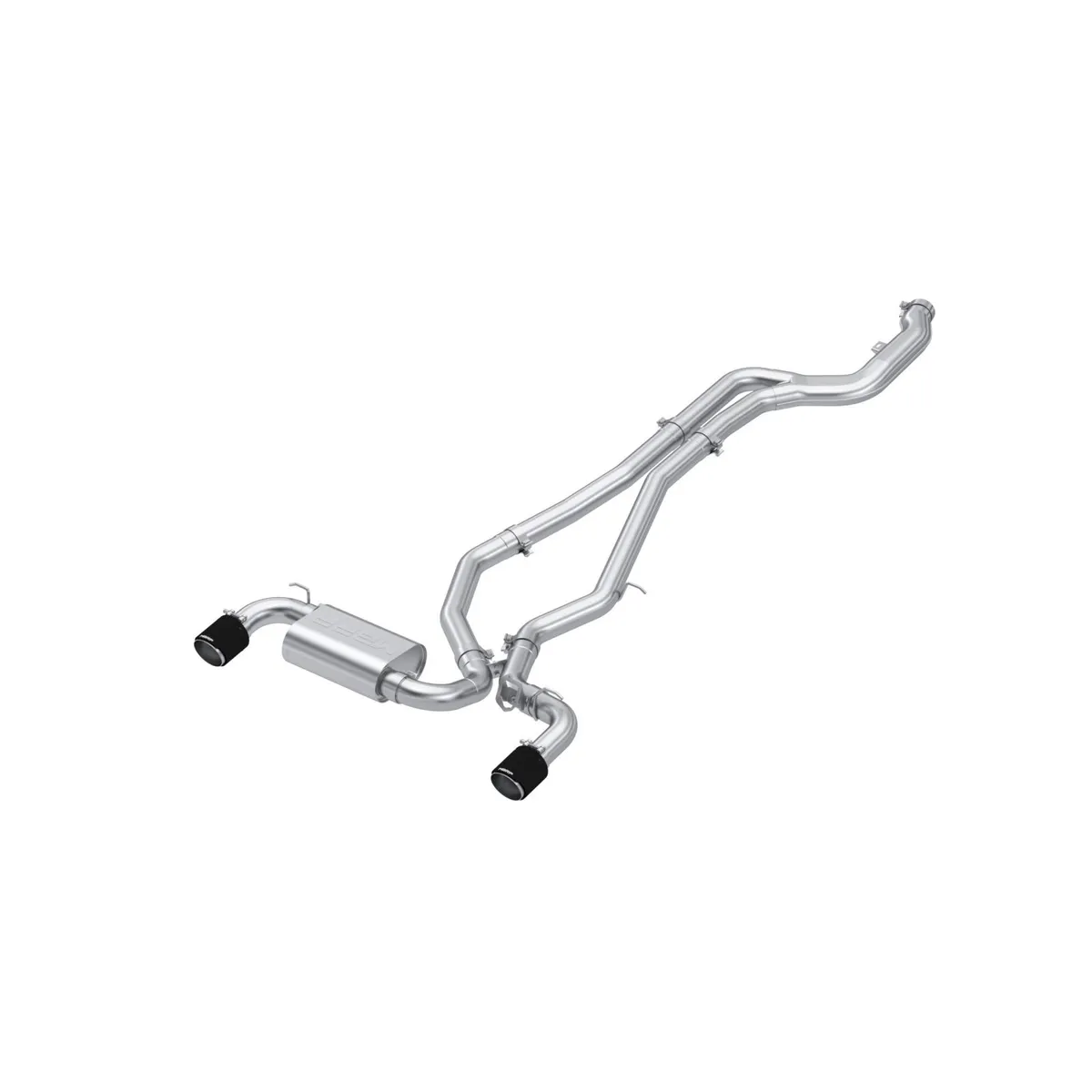 Armor Pro Cat Back Exhaust System; 3 in.; T304 Stainless Steel; Dual Rear Exit; 4.5 in. Carbon Fiber Tips; product image