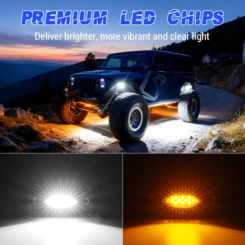 High-Bright Waterproof LED Rock Lights Kit White & Amber Switchback product image