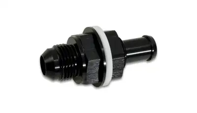 Vibrant Performance Fuel Cell Bulkhead Adapter Fitting; -6AN; 0.3125 in. Barb Size; 6061 Aluminum; Black Anodized;