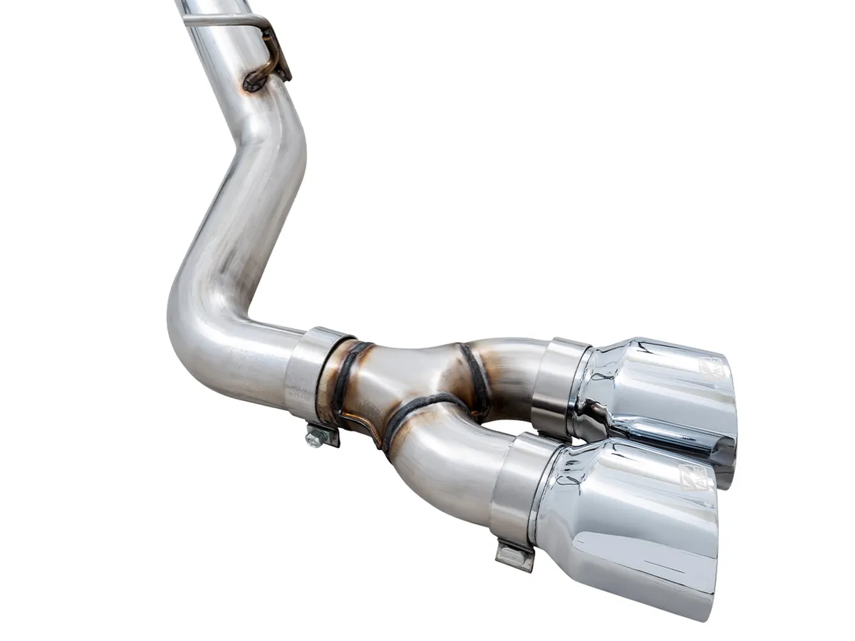 AWE 0FG Catback Split Rear Exit Exhaust for 4th Gen Silverado/Sierra 1500 5.3L (With Bumper Cutouts) - Quad Chrome Silver Tips product image