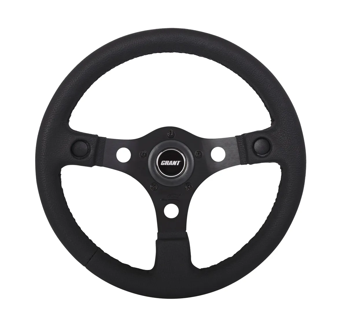 Performance GT Series Steering Wheel; 13 in. Diameter; Black Vinyl Grip; Black Anodized Aluminum 3-Spoke Design; w/Holes For Switch Buttons; product image