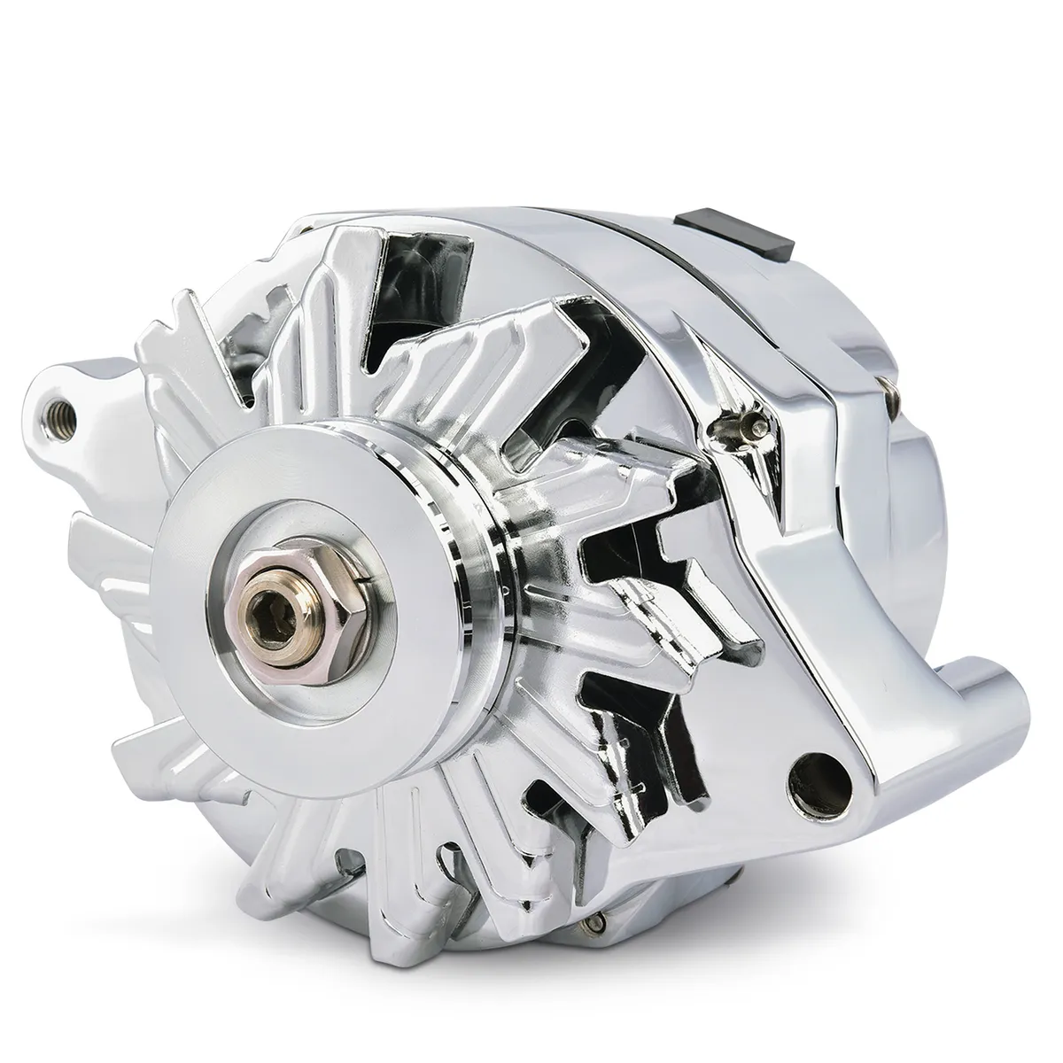 Ford 100 AMP Alternator Chrome Finish 1-Wire GM 10si Style w/ Internal Regulator, V-Pully, and External Fan Proform product image