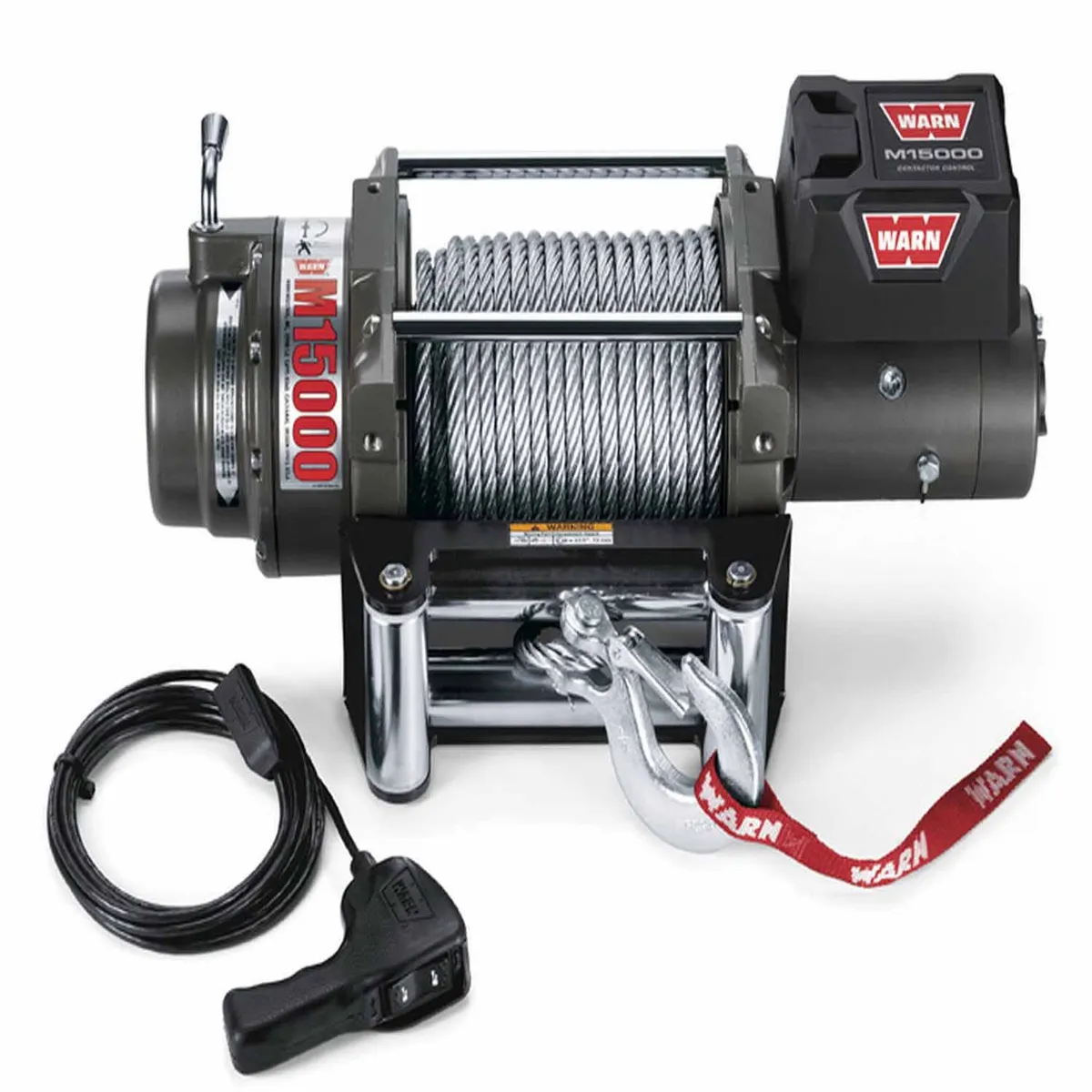 WARN - Vehicle Mounted; Vehicle Recovery Winch; 12 Volt Electric; 15000 Pound Line Pull Capacity; 90 Foot Wire Rope; Roller Fairlead; Wired Remote; Planetary product image