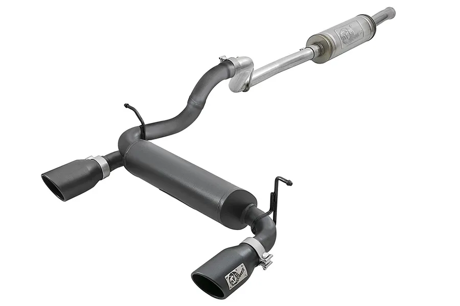 aFe Power AFE Power Rebel Series 2.5in Dual Cat-Back Exhaust System, Black - JL 4DR 3.6L