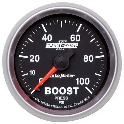 AutoMeter Gauge, Boost, 2 1/16", 100psi, Mechanical, Sport-Comp II