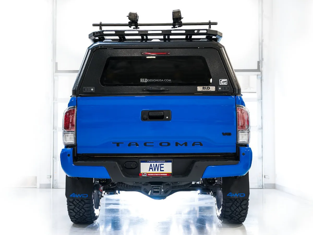 AWE 0FG Exhaust with BashGuard for 3rd Gen Tacoma - Dual Diamond Black Tips product image