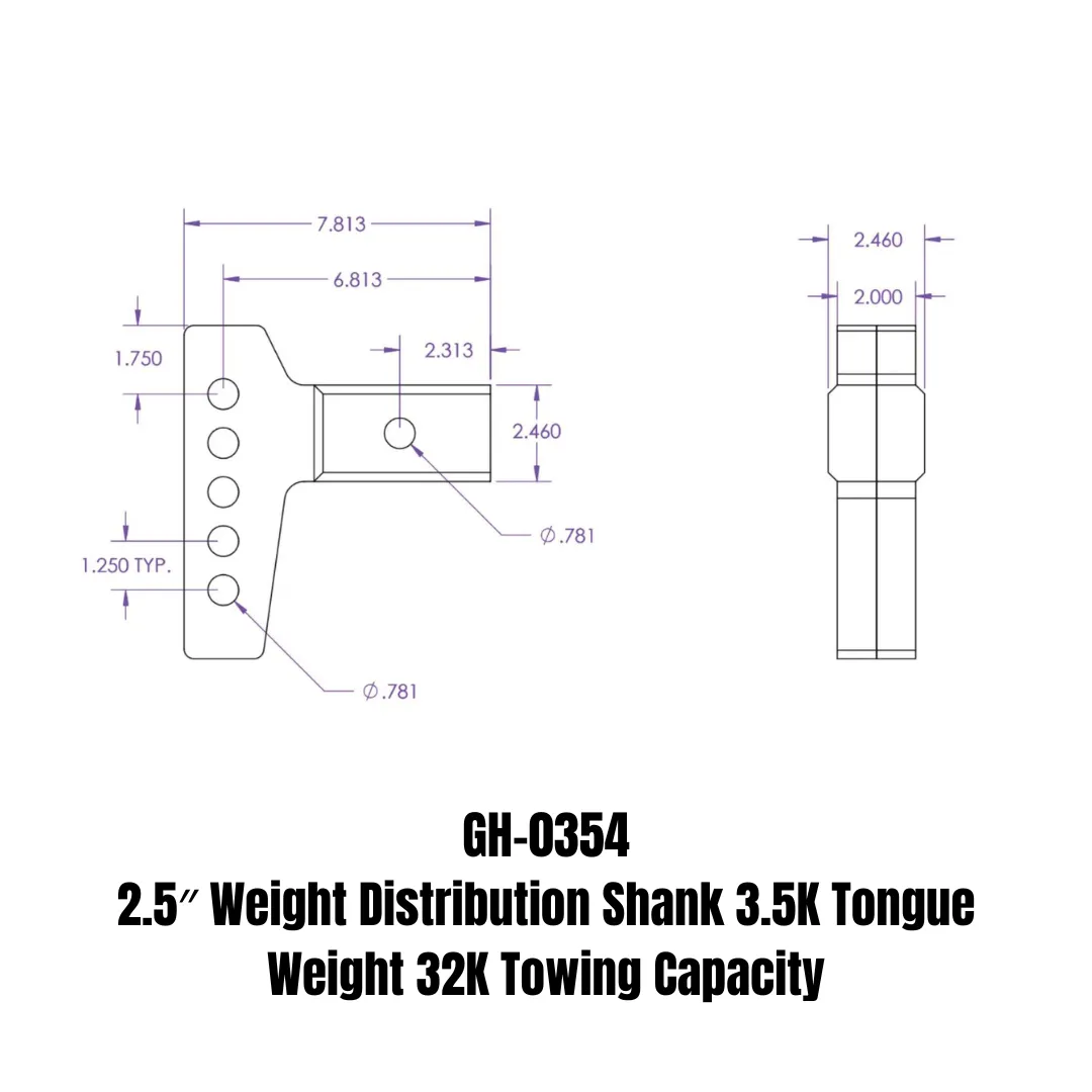 25in Weight Distribution Shank 35K TW 32K Towing product image