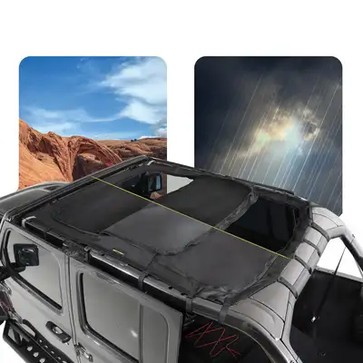 Smittybilt 18c Wrangler JL 4DR Extended Shade Top W/Skylights; Black Mesh
