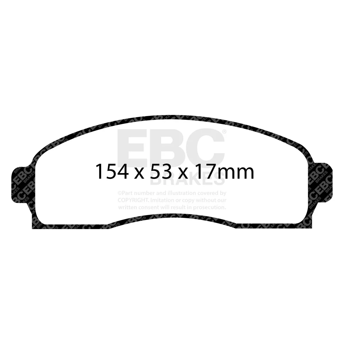 Truck/SUV Extra Duty Brake Pads; FMSI Pad No. D913; Vented; 296mm Dia.; 51mm Height; 26mm Thick; 70.6mm Center Hole Dia.; Pad Dimensions: 154 x 53 x 17mm; product image