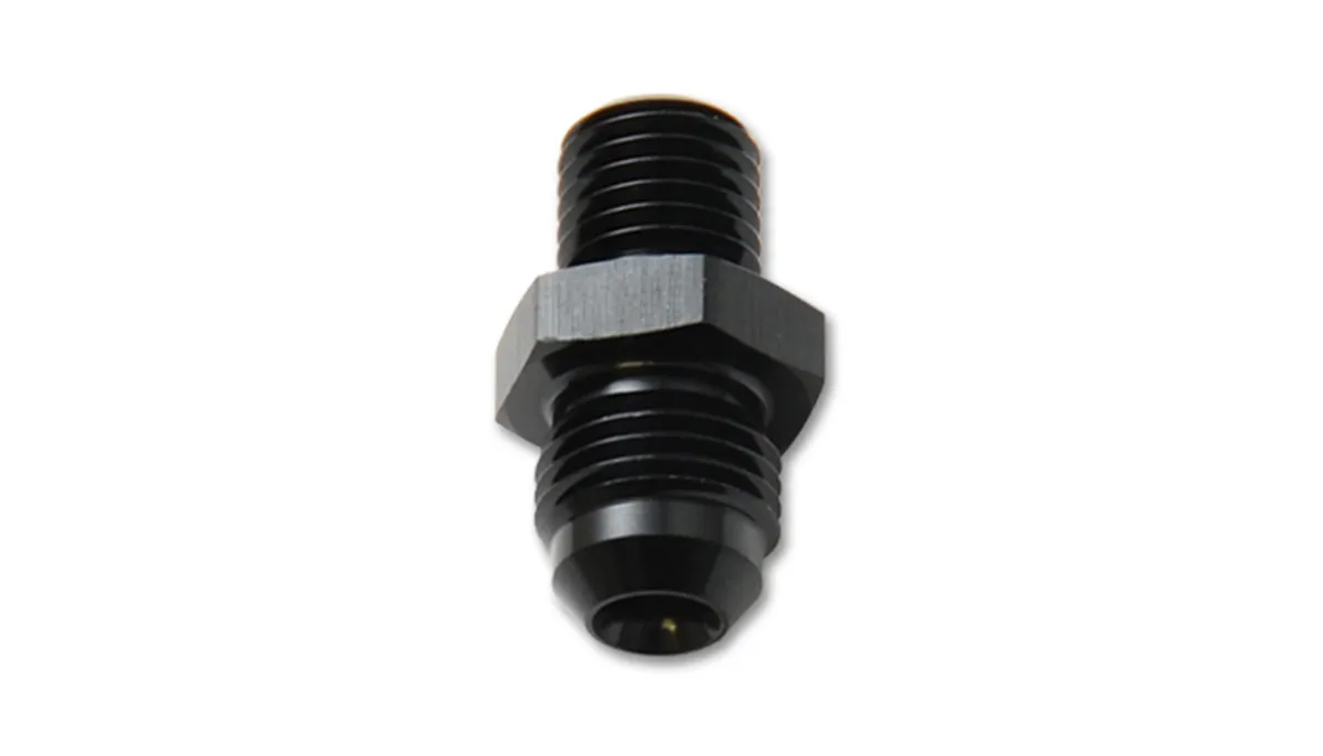 Straight AN to Metric Adapter Fitting; -10AN; M16x1.5 Metric Size; 6061 Aluminum; Black Anodized; product image