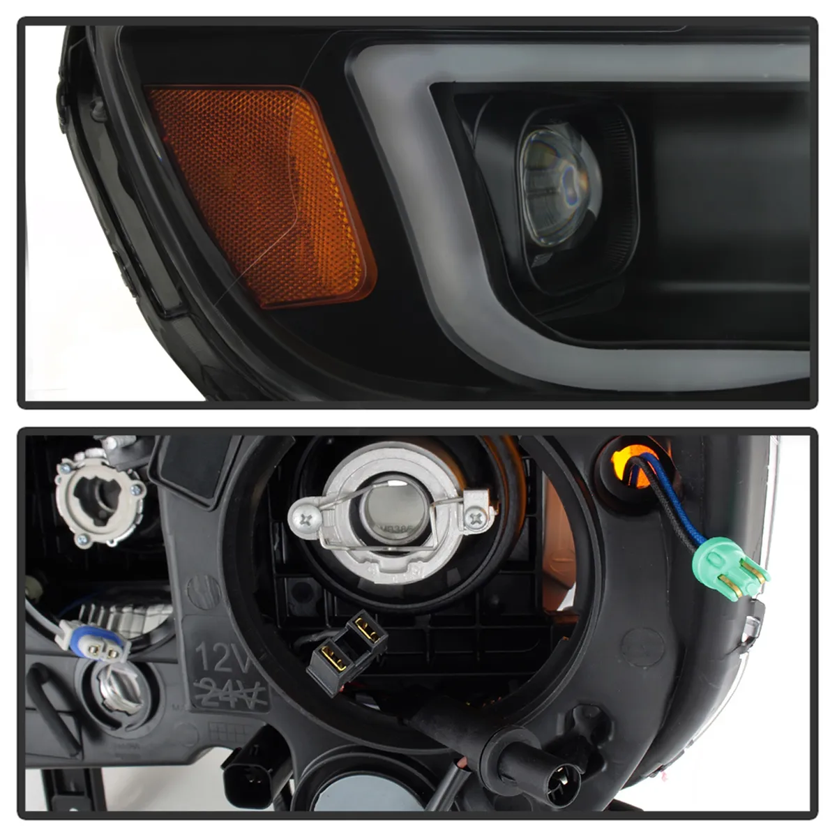 XTune DRL Light Bar Projector Headlights; Halogen Models Only; Not Compatible w/Xenon/HID Model; Black Smoked; product image