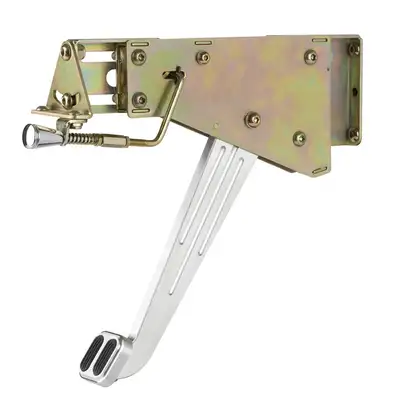 Lokar Under-The-Dash Foot Operated Emergency Brake; Incl. Solid Arm/Pad/Instructions/Hardware; w/Rubber Insert; Billet Aluminum; Brushed Finish;
