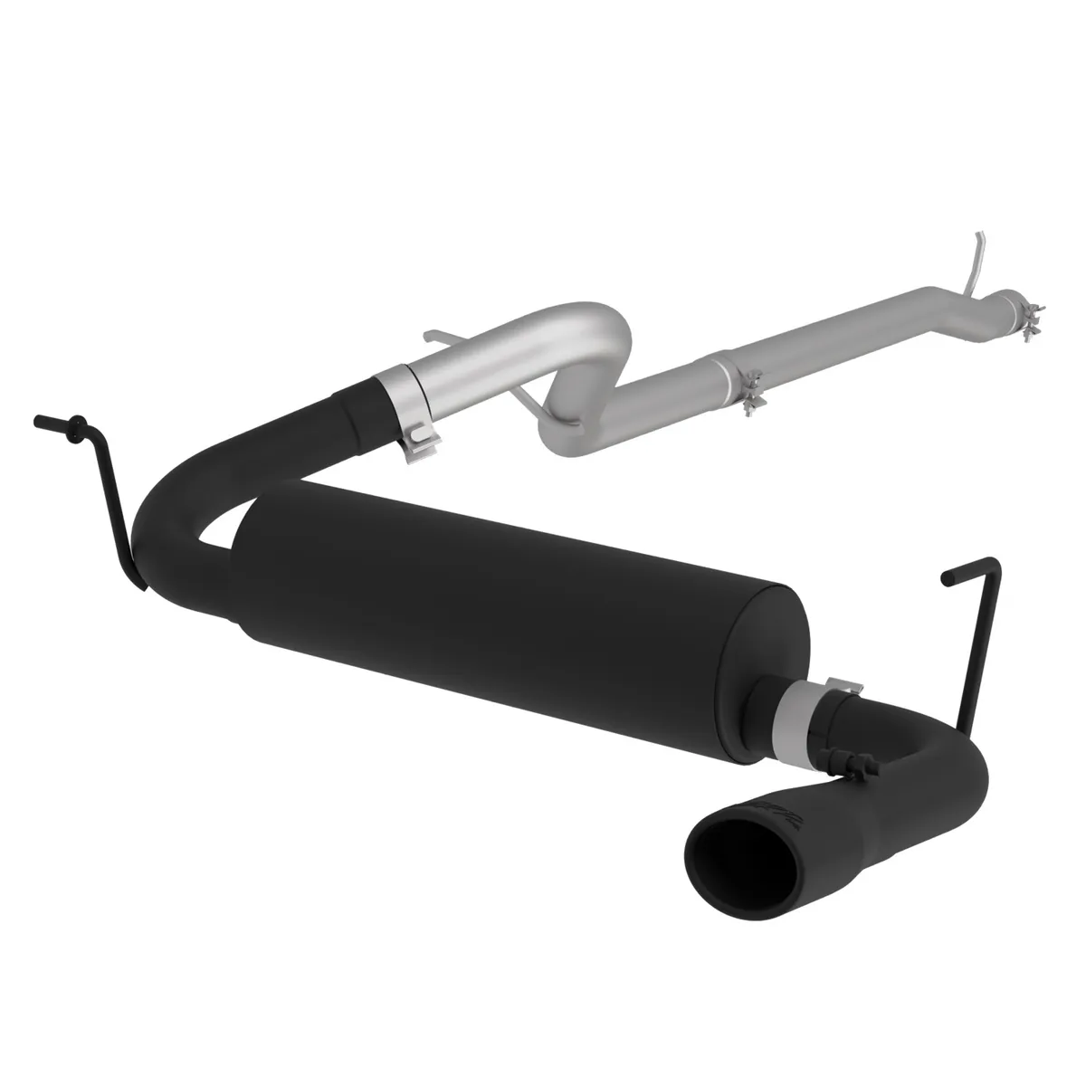 Armor BLK Cat Back Exhaust System; 2.5 in.; Incl. Extension Pipe/Over Axle Pipe/Muffler/Tailpipe/Hardware/3.75 in. OD Tip; Single Rear Exit; Black Coated; product image