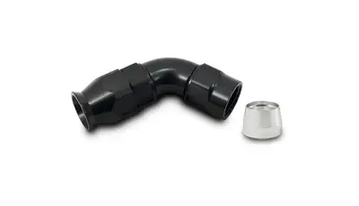 Vibrant Performance 60 Degree High Flow Hose End Fitting; -12AN; 6061 Aluminum; Black Anodized; For PTFE Lined Hose;