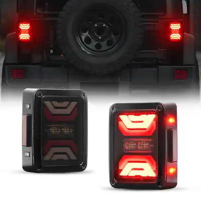 LED Factory Mart Smoked LED Tail Lights for Jeep Wrangler JK 2007-2018