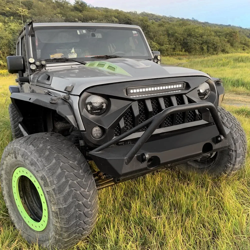 Gladiator Grille W/ LED Off-Road Lights - Matte Black For 07-18 Jeep Wrangler JK product image