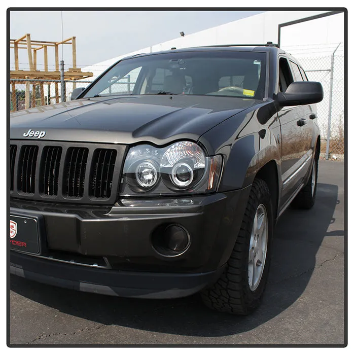( Spyder Signature ) Jeep Grand Cherokee 05-07 Projector Headlights - LED Halo - LED ( Replaceable LEDs ) - Black - High H1 (Included) - Low 9006 (Not Included) product image